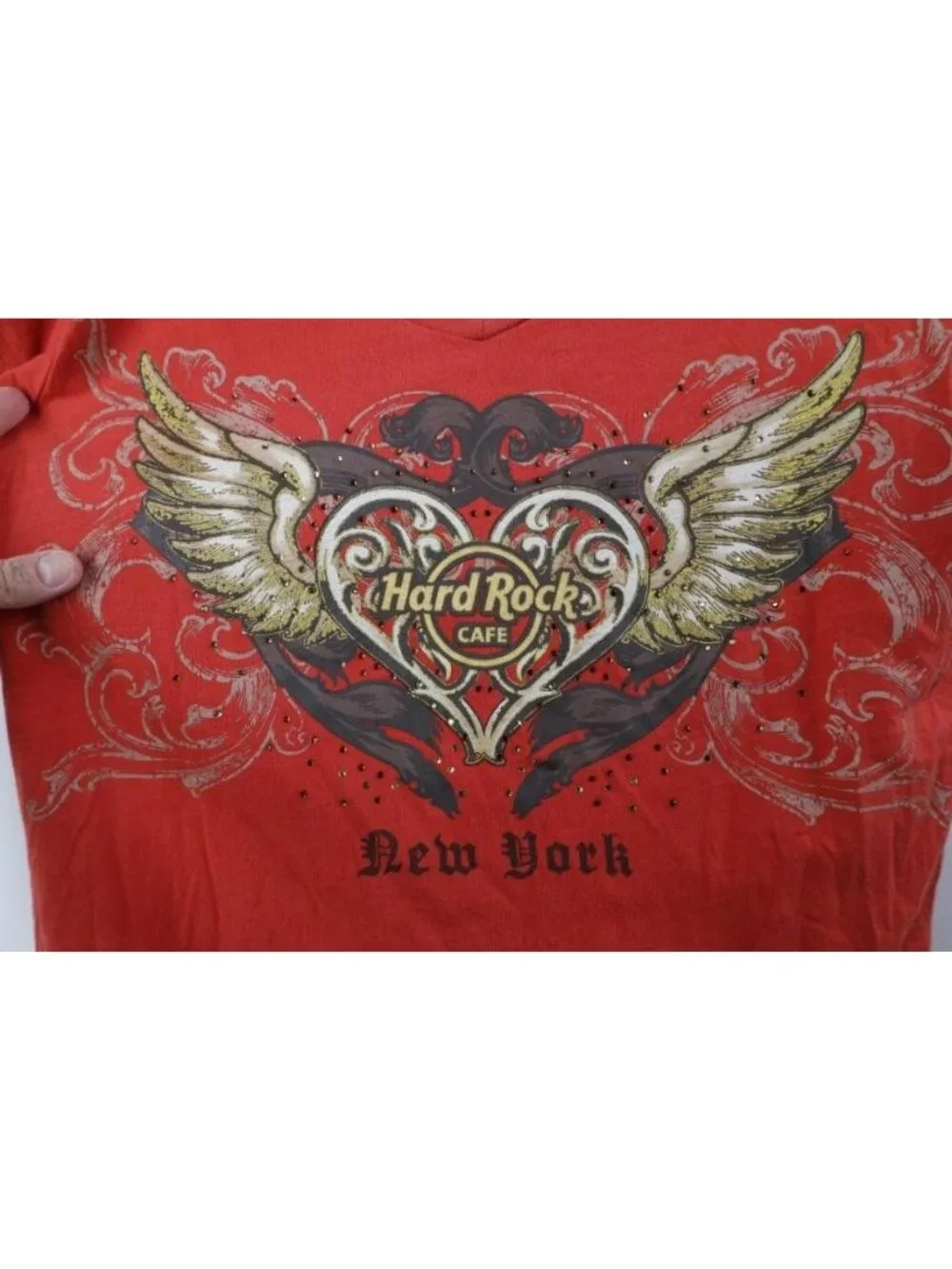 Vintage Y2K Hard Rock Cafe Womens Medium Faded Tribal Heart New York T-Shirt